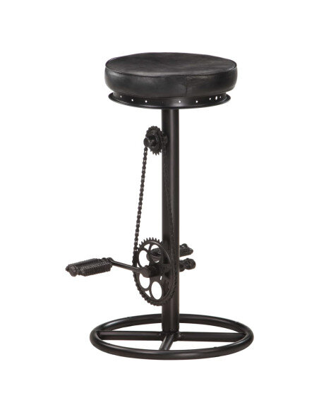 Tabourets de bar industriel en lot de 2 en cuir véritable Noir 44 x 44 x 75 cm {attributes}