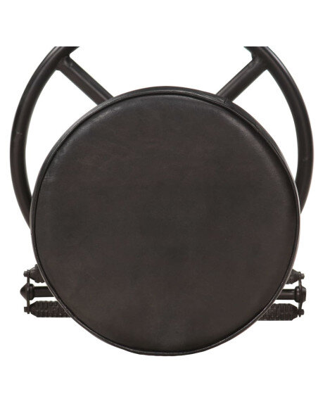 Tabourets de bar industriel en lot de 2 en cuir véritable Noir 44 x 44 x 75 cm {attributes}