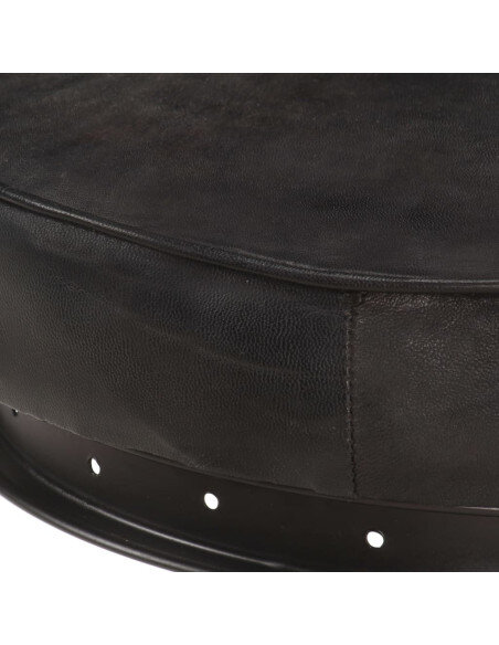 Tabourets de bar industriel en lot de 2 en cuir véritable Noir 44 x 44 x 75 cm {attributes}