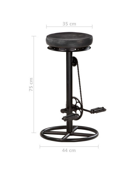Tabourets de bar industriel en lot de 2 en cuir véritable Noir 44 x 44 x 75 cm {attributes}