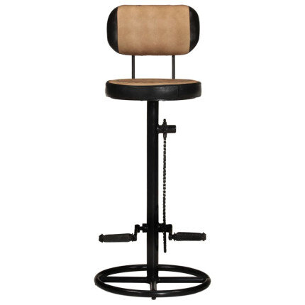 Tabouret de bar industriel en lot de 2 en cuir de chèvre véritable Brun 44 x 44 x 109 cm {attributes}