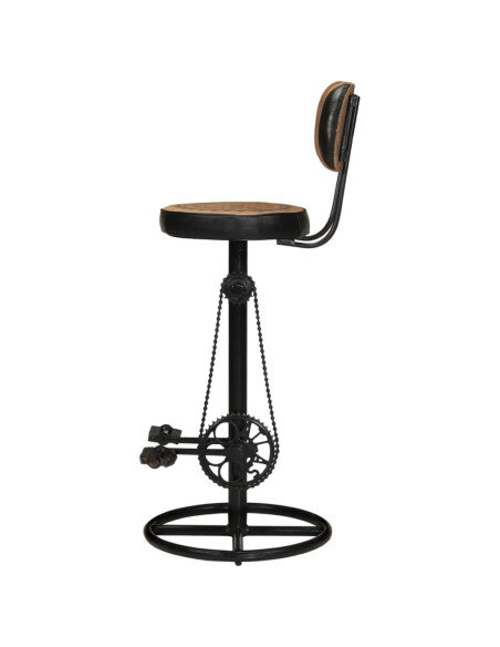 Tabouret de bar industriel en lot de 2 en cuir de chèvre véritable Brun 44 x 44 x 109 cm {attributes}