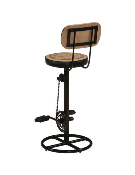 Tabouret de bar industriel en lot de 2 en cuir de chèvre véritable Brun 44 x 44 x 109 cm {attributes}