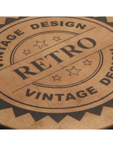 Tabouret de bar industriel en lot de 2 en cuir de chèvre véritable Brun 44 x 44 x 109 cm {attributes}