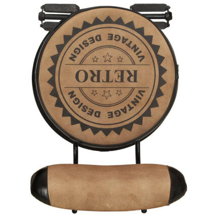 Tabouret de bar industriel en lot de 2 en cuir de chèvre véritable Brun 44 x 44 x 109 cm {attributes}