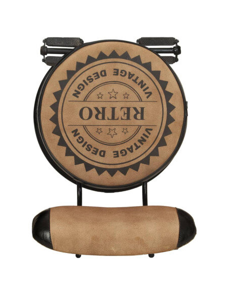 Tabouret de bar industriel en lot de 2 en cuir de chèvre véritable Brun 44 x 44 x 109 cm {attributes}