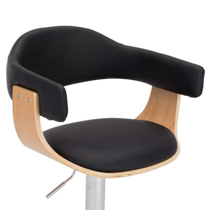 Tabourets de bar Rétro / Vintage en lot de 2 en bois courbé et similicuir Noir  {attributes}