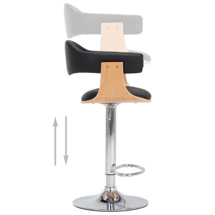 Tabourets de bar Rétro / Vintage en lot de 2 en bois courbé et similicuir Noir  {attributes}