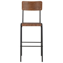Tabourets de bar style écolier Vintage Rétro Bois et Métal Design en lot de 2 2