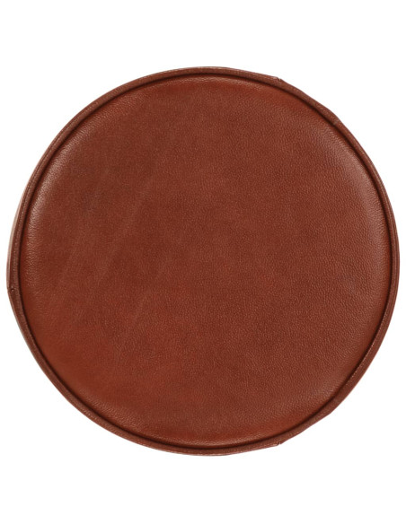 Tabourets de bar Industriel / Rétro - Vintage en lot de 2 en cuir véritable et fonte Brun {attributes}