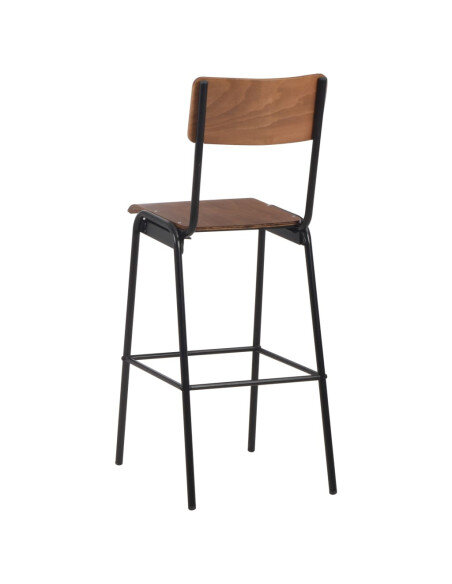 Tabourets de bar style écolier Vintage Rétro Bois et Métal Design en lot de 2 Tabourets de bar style écolier Vintage Rétro Bois et Métal Design en lot de 2