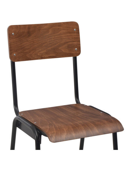 Tabourets de bar style écolier Vintage Rétro Bois et Métal Design en lot de 2 Tabourets de bar style écolier Vintage Rétro Bois et Métal Design en lot de 2