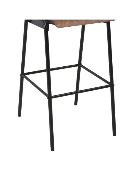 Tabourets de bar style écolier Vintage Rétro Bois et Métal Design en lot de 2 Tabourets de bar style écolier Vintage Rétro Bois et Métal Design en lot de 2