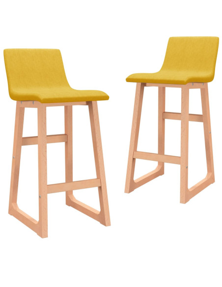 Tabourets de bar en lot de 2 en tissu Jaune  