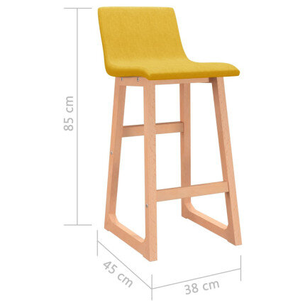 Tabourets de bar en lot de 2 en tissu Jaune