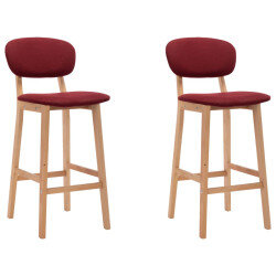 Tabourets de bar en lot de 2 en tissu Rouge