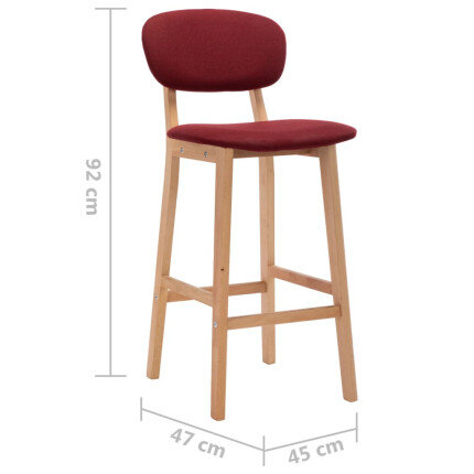 Tabourets de bar en lot de 2 en tissu Rouge
