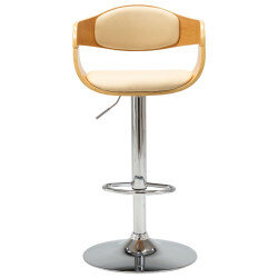 Tabouret de bar Rétro / Vintage en bois courbé et similicuir Crème  {attributes} 2