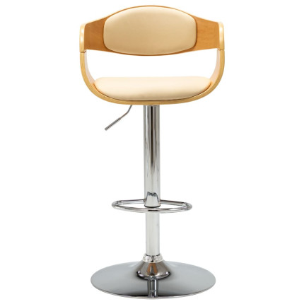 Tabouret de bar Rétro / Vintage en bois courbé et similicuir Crème  {attributes}