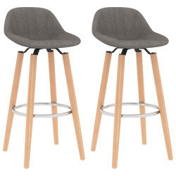 Tabourets de bar en lot de 2 en tissu Gris