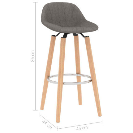 Tabourets de bar en lot de 2 en tissu Gris  