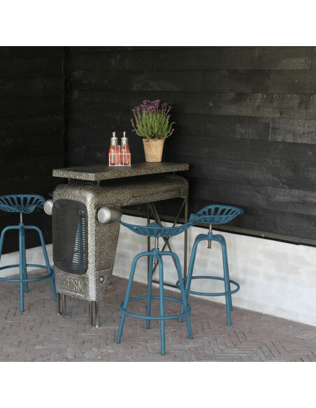Chaise de bar industrielle tracteur Esschert Design en métal fonte et acier Bleu {attributes} Chaise de bar industrielle tracteur Esschert Design en métal fonte et acier Bleu {attributes}