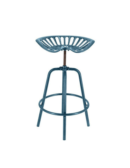 Chaise de bar industrielle tracteur Esschert Design en métal fonte et acier Bleu {attributes} Chaise de bar industrielle tracteur Esschert Design en métal fonte et acier Bleu {attributes}