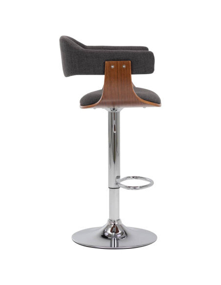 Tabourets de bar Rétro / Vintage en lot de 2 en bois courbé et tissu Gris  {attributes} Tabourets de bar Rétro / Vintage en lot de 2 en bois courbé et tissu Gris  {attributes}