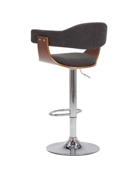 Tabourets de bar Rétro / Vintage en lot de 2 en bois courbé et tissu Gris  {attributes} Tabourets de bar Rétro / Vintage en lot de 2 en bois courbé et tissu Gris  {attributes}